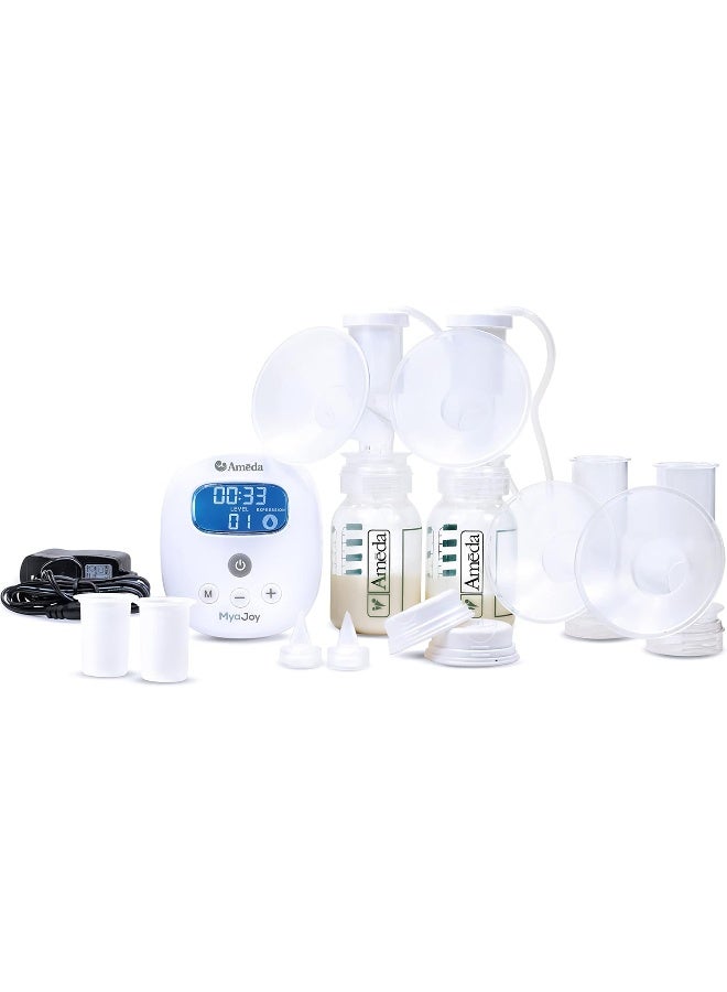 Ameda مضخة الثدي الكهربائية المزدوجة أمدة MYA Joy وملحقاتها | مضخة ثدي محمولة بدون استخدام اليدين | مضخة ثدي خفيفة الوزن من الدرجة الطبية | تشمل مجموعة HygieniKit وقطع مضخة أمدة | مضخة ثدي بدون استخدام اليدين - Image 1