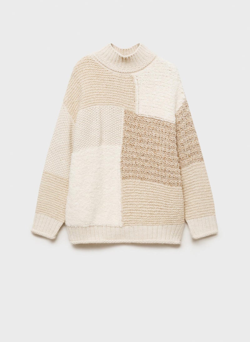 MANGO Perkins Neck Patchwork Sweater  - Image 5