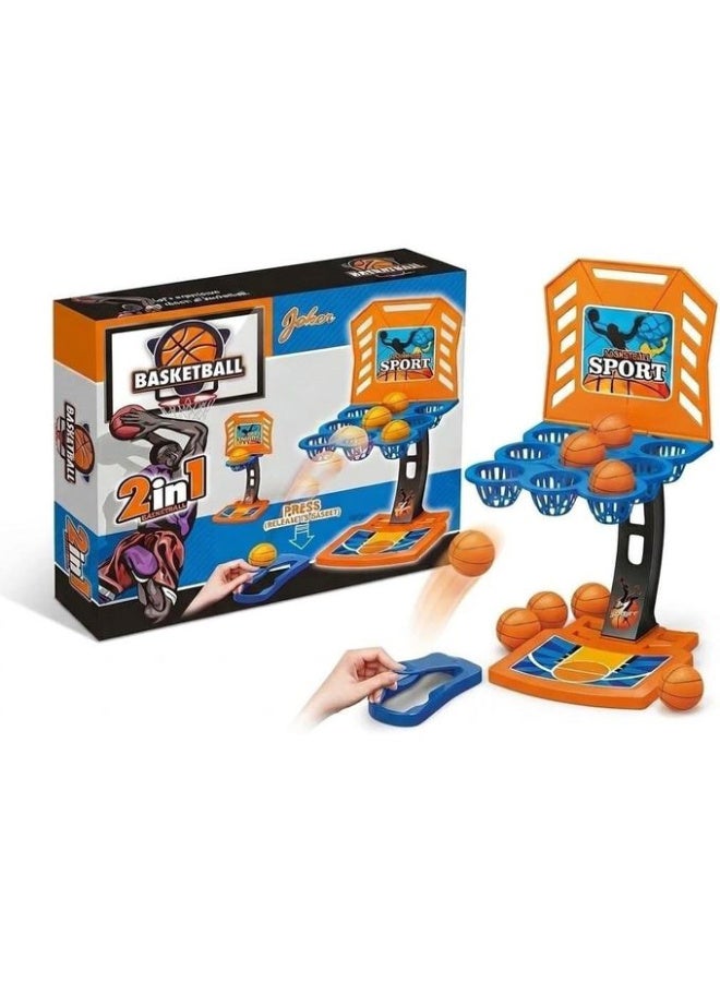 2-in-1 Table Basketball Game for Kids | For 2–4 players, suitable for ages 4 and up, pressure-activated scoring system, dimensions 38 × 23 cm, direction lock - Image 1