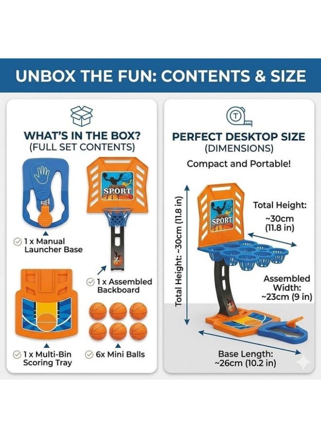 2-in-1 Table Basketball Game for Kids | For 2–4 players, suitable for ages 4 and up, pressure-activated scoring system, dimensions 38 × 23 cm, direction lock - Image 4