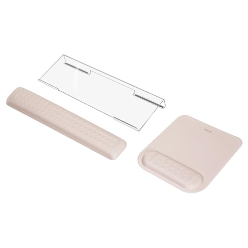MOSISO Computer Keyboard StandWrist Rest Support for Keyboard Mouse Pad Set Ergonomic Massage Wrist Rest Set Easy Typing Working Acrylic Clear Stand for Office Home Apricot - Image 1