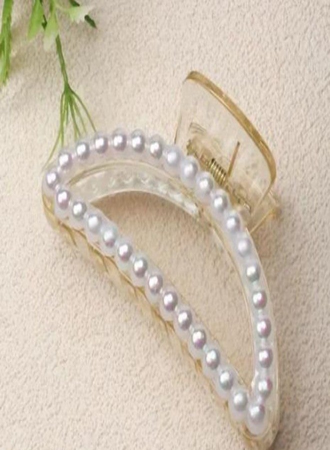 Radhya Accessories Pearl Hair Claws for Women & Girls (Pack of 2) Gloss finish Claw Clutchers Pearl Acrylic Hair Clips for Korean Hair Clips Gift - Image 4