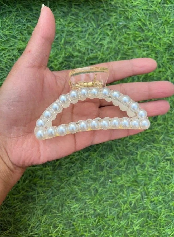 Radhya Accessories Pearl Hair Claws for Women & Girls (Pack of 2) Gloss finish Claw Clutchers Pearl Acrylic Hair Clips for Korean Hair Clips Gift - Image 3