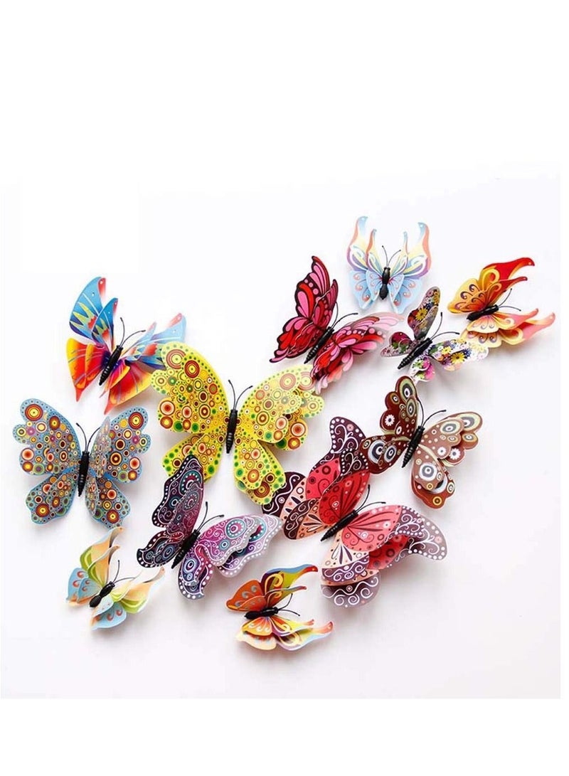Captaintech 12pcs 3D Artificial Butterfly, Wedding, Party, Home Decoration, Craft Simulation Butterfly, A Generation of PVC Color Butterfly Wall Stickers. - Image 1