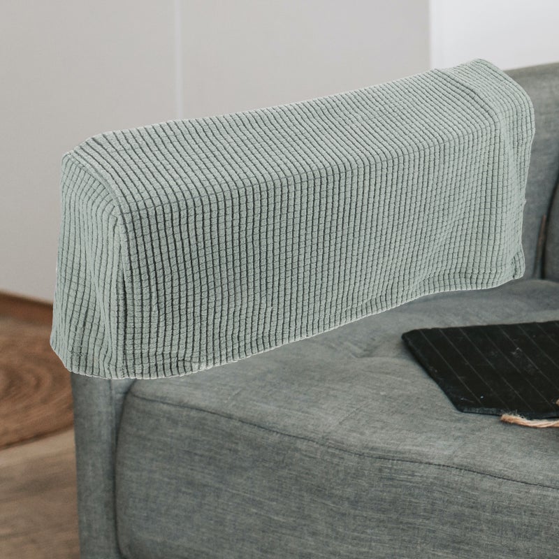 2pcs Universal Elastic Sofa Armrest Cover Simple Sofa Side Towels Protective Cloth For Home Office (Green) - Image 3