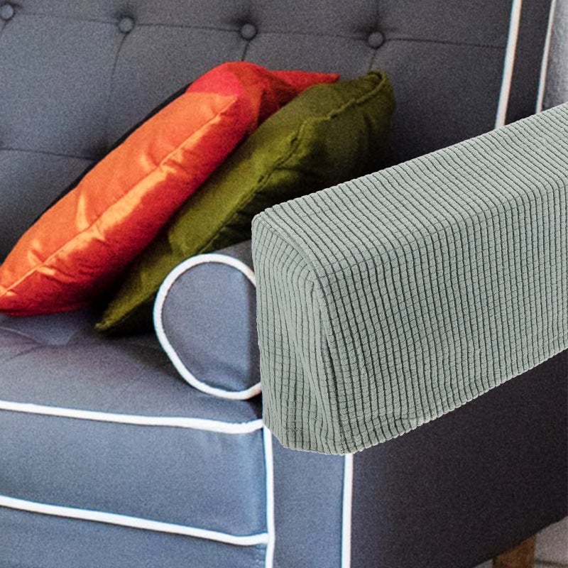 2pcs Universal Elastic Sofa Armrest Cover Simple Sofa Side Towels Protective Cloth For Home Office (Green) - Image 2