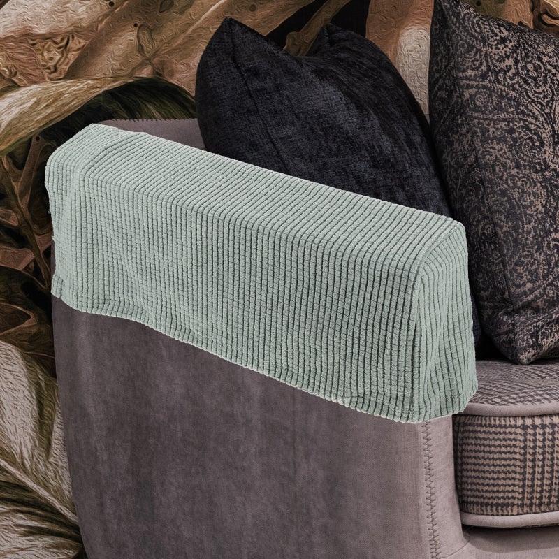 2pcs Universal Elastic Sofa Armrest Cover Simple Sofa Side Towels Protective Cloth For Home Office (Green) - Image 4
