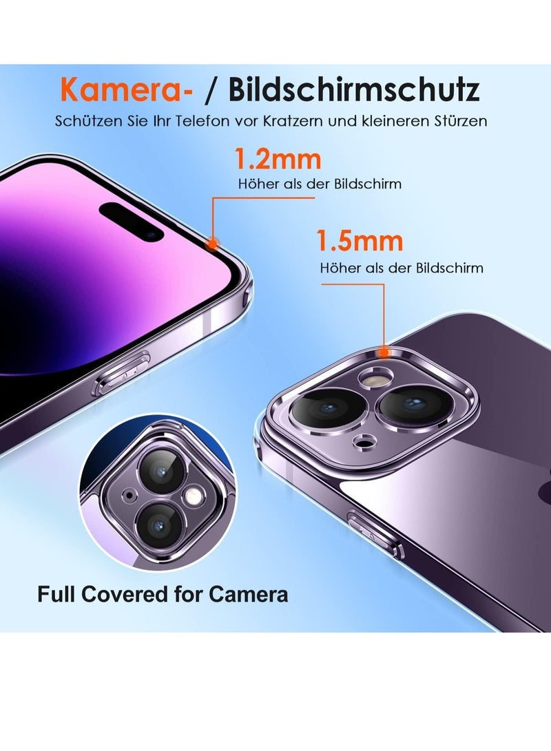 ELTRAZONE [3 in 1 Camera Protection Case for iPhone 14 pro max 6.7" [Long Lasting Clarity] [Military Grade Shockproof], 1 Phone Case + 2 Glass Screen Protector, Protective Hard Back Slim Cover - Clear - Image 3