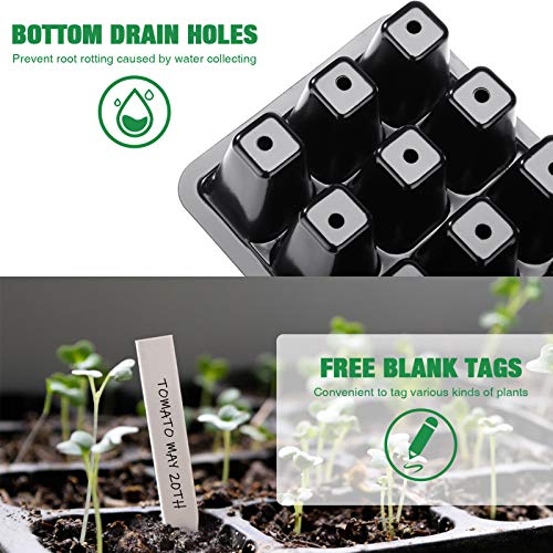 Delxo 10 Pack Seed Starter Kit with Humidity Domes - 120 Cells Seedling Trays with Adjustable Vents & Base - Reusable Plant Germination Trays for Seed Starting - Includes Plant Tags & Garden Tools - Image 4
