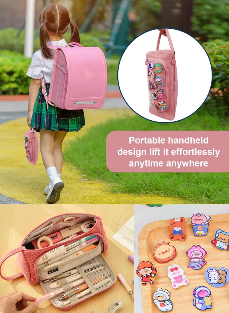 عام حافظة أقلام كبيرة السعة من القماش، حقيبة بسيطة للأقلام والعلامات، مناسبة لطلاب المدارس الإعدادية والثانوية والمكاتب والجامعات. - Image 3