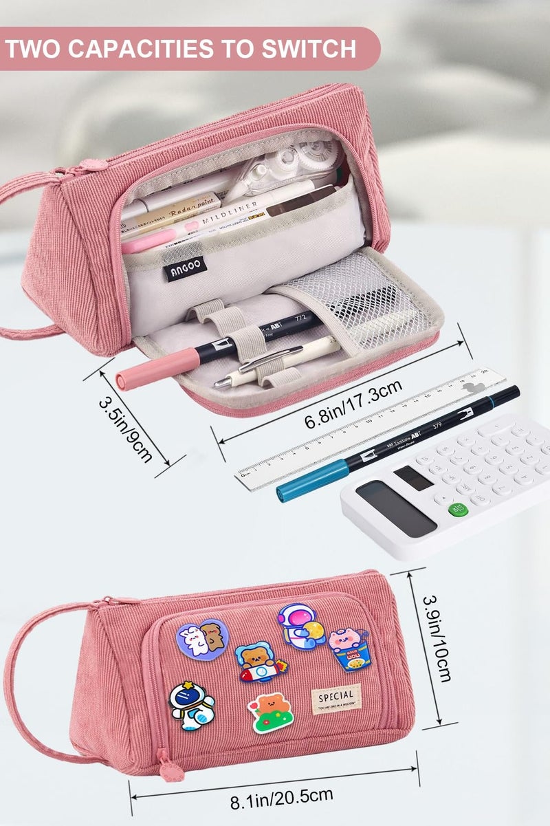 عام حافظة أقلام كبيرة السعة من القماش، حقيبة بسيطة للأقلام والعلامات، مناسبة لطلاب المدارس الإعدادية والثانوية والمكاتب والجامعات. - Image 1