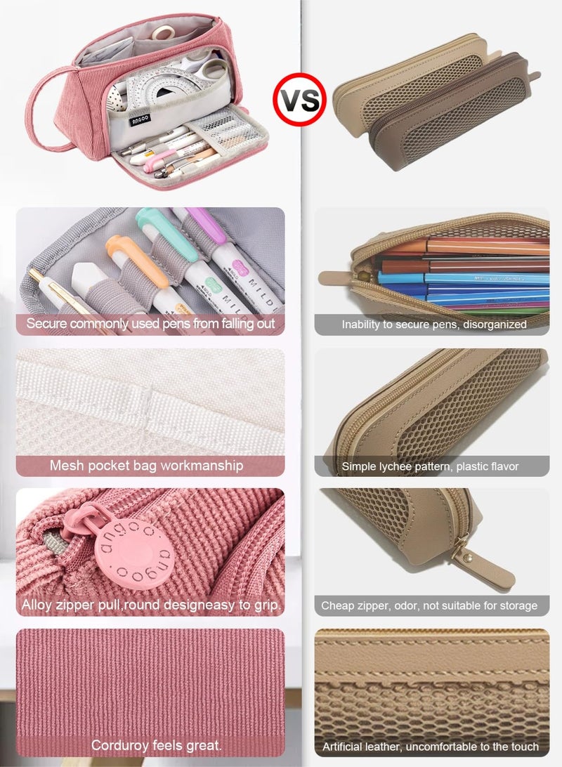 عام حافظة أقلام كبيرة السعة من القماش، حقيبة بسيطة للأقلام والعلامات، مناسبة لطلاب المدارس الإعدادية والثانوية والمكاتب والجامعات. - Image 2