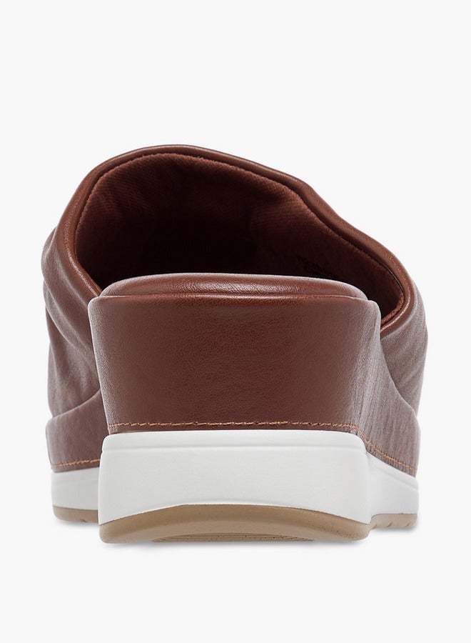 Le Confort Wrinkle Detail Slip-On Sandals with Wedge Heels - Image 5