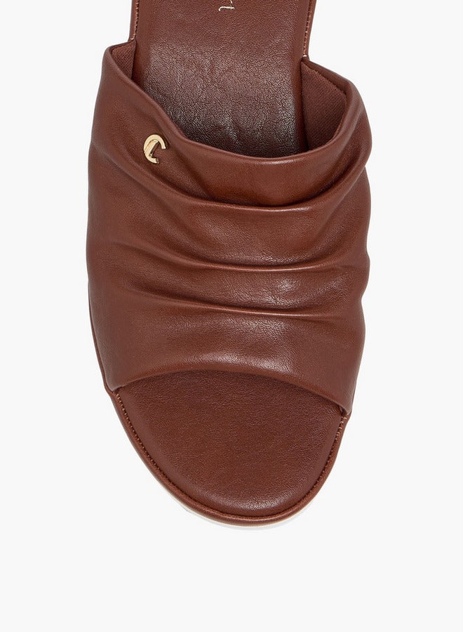 Le Confort Wrinkle Detail Slip-On Sandals with Wedge Heels - Image 4