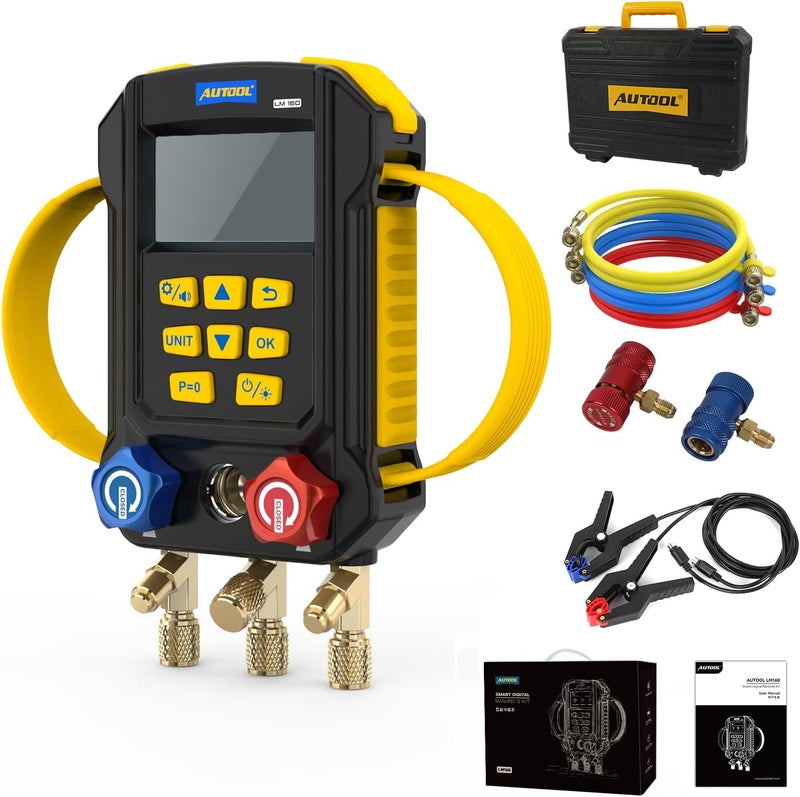 Autool Digital Manifold Gauge,HVAC 95 Refrigerant Recharge Kit,Vacuuming Hvac Gauges,HVAC Pressure,Air Tightness Test,HVAC Digital Gauges Compatible with R1234YF R134A and R404A Refrigerants, LM160 - Image 1