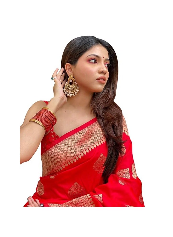Accessorize Kingdom - Women's Pure Kanjivaram Silk Saree Banarasi Silk Saree With Blouse Piece (paithani Pari122) - Image 1