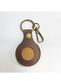 Spot For Apple AirTag Leather Case Airtags Cowhide Protective Case Airtags Locator Keychain-Color:Brown-Applicable Model:AirTag