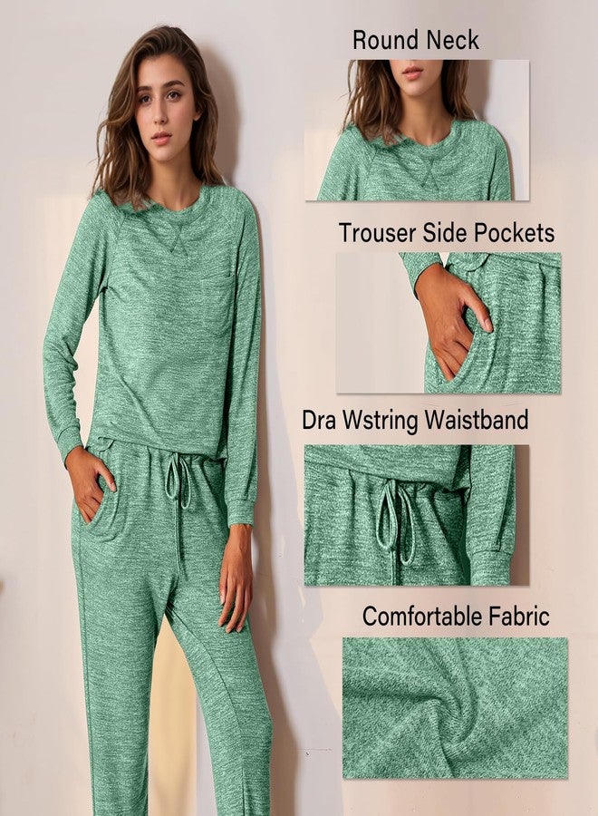 IFFEI Family Matching Pajamas Sets 2 Piece Lounge Set Long Sleeve Soft Loungewear Sleepwear Joggers with Pockets 2T Green - Image 2