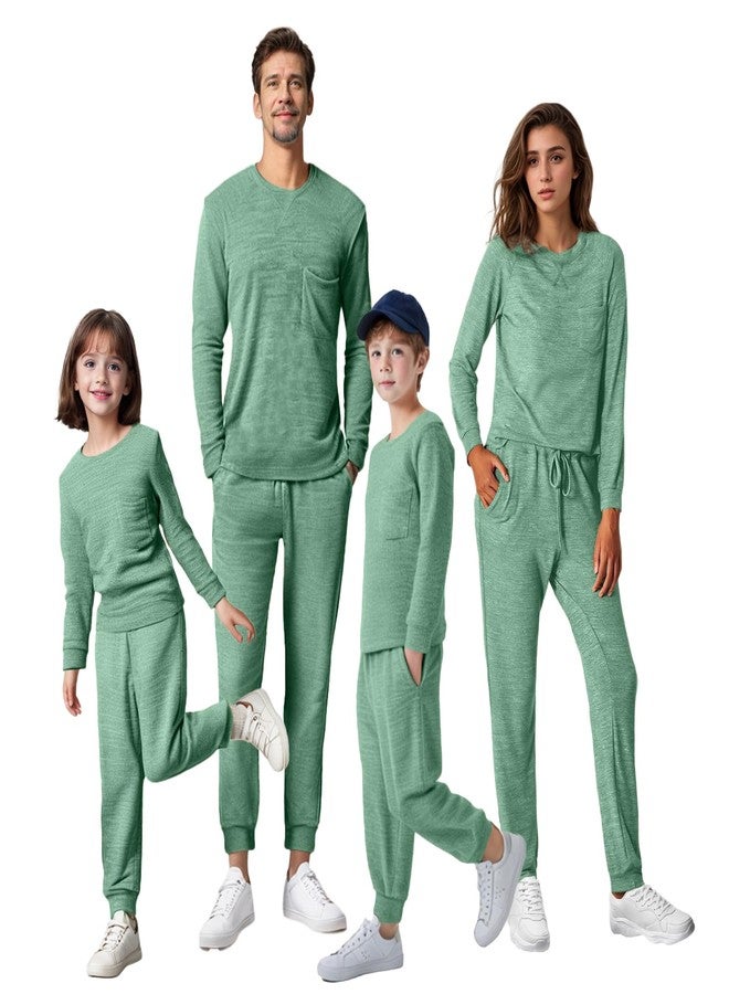 IFFEI Family Matching Pajamas Sets 2 Piece Lounge Set Long Sleeve Soft Loungewear Sleepwear Joggers with Pockets 2T Green - Image 1