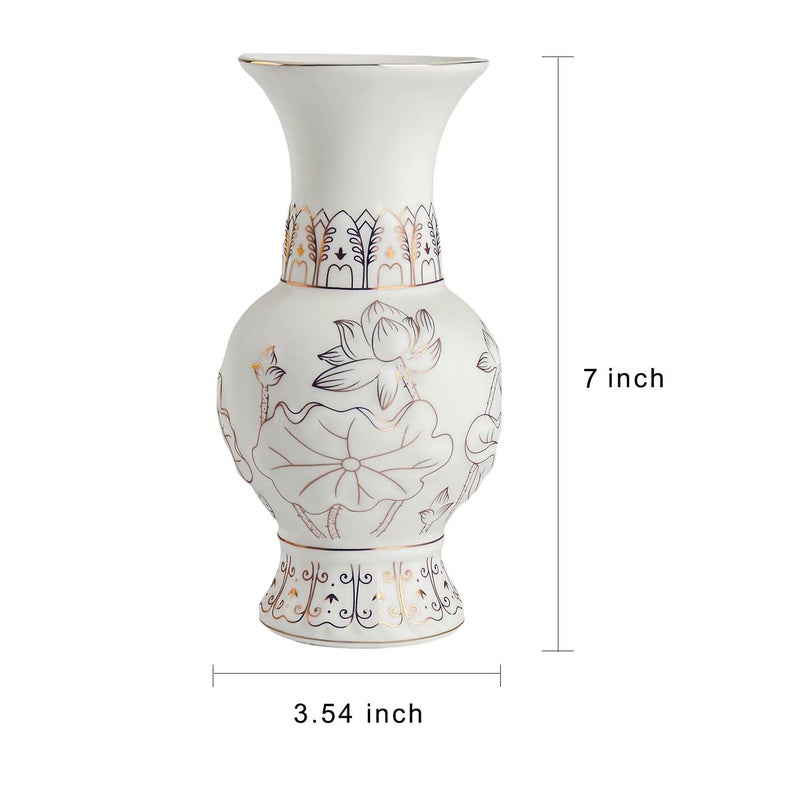 Houlu 7 Inch Small White Ceramic Buddhist Flower Vase  Buddhist Altar Supplies - Image 4