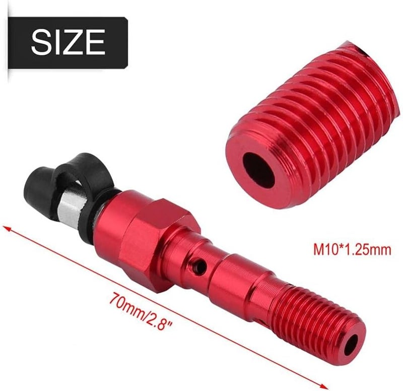 Aramox Banjo Bolt, Motorcycle M10 x 1.25mm Brake Cylinder Caliper Screw Banjo Bolt Bleed Valve Nipple Washers Dust Universal (Red) - Image 2