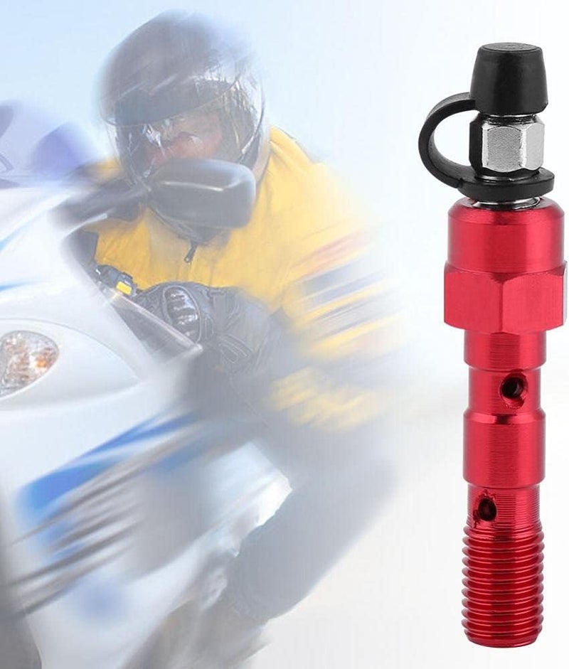 Aramox Banjo Bolt, Motorcycle M10 x 1.25mm Brake Cylinder Caliper Screw Banjo Bolt Bleed Valve Nipple Washers Dust Universal (Red) - Image 4