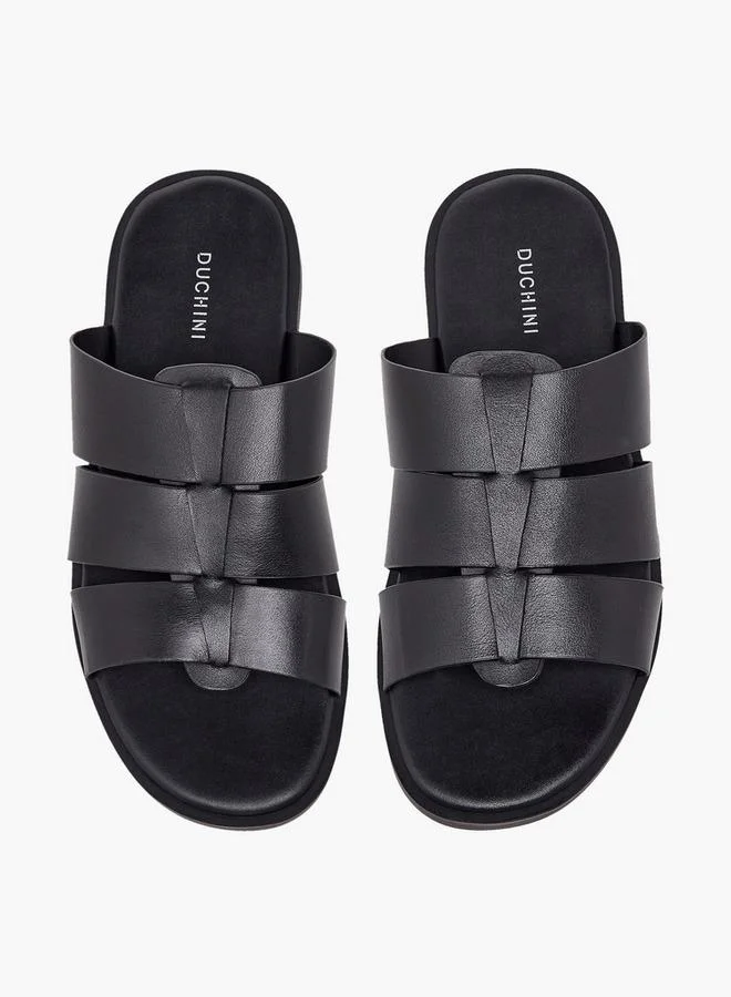 Duchini BLACK Men Slip-On Leather Comfort Sandals for Men | Best Price UAE