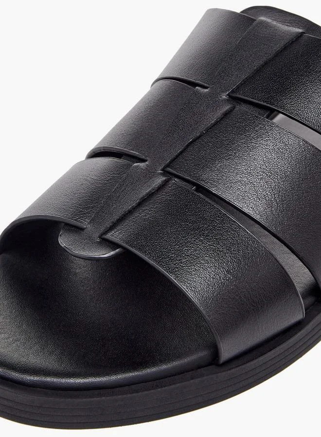 Duchini BLACK Men Slip-On Leather Comfort Sandals for Men | Best Price UAE