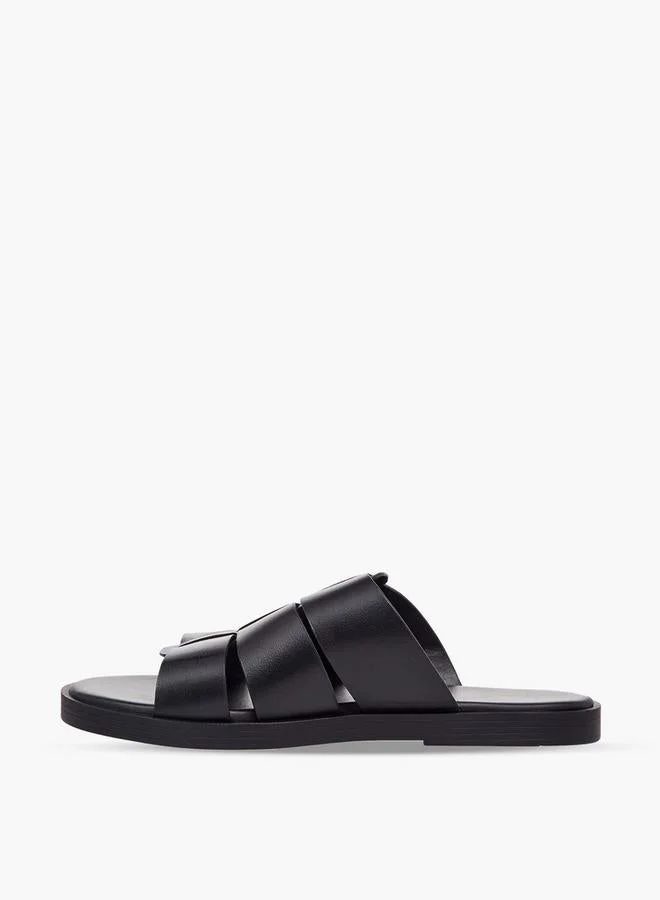 Duchini BLACK Men Slip-On Leather Comfort Sandals for Men | Best Price UAE