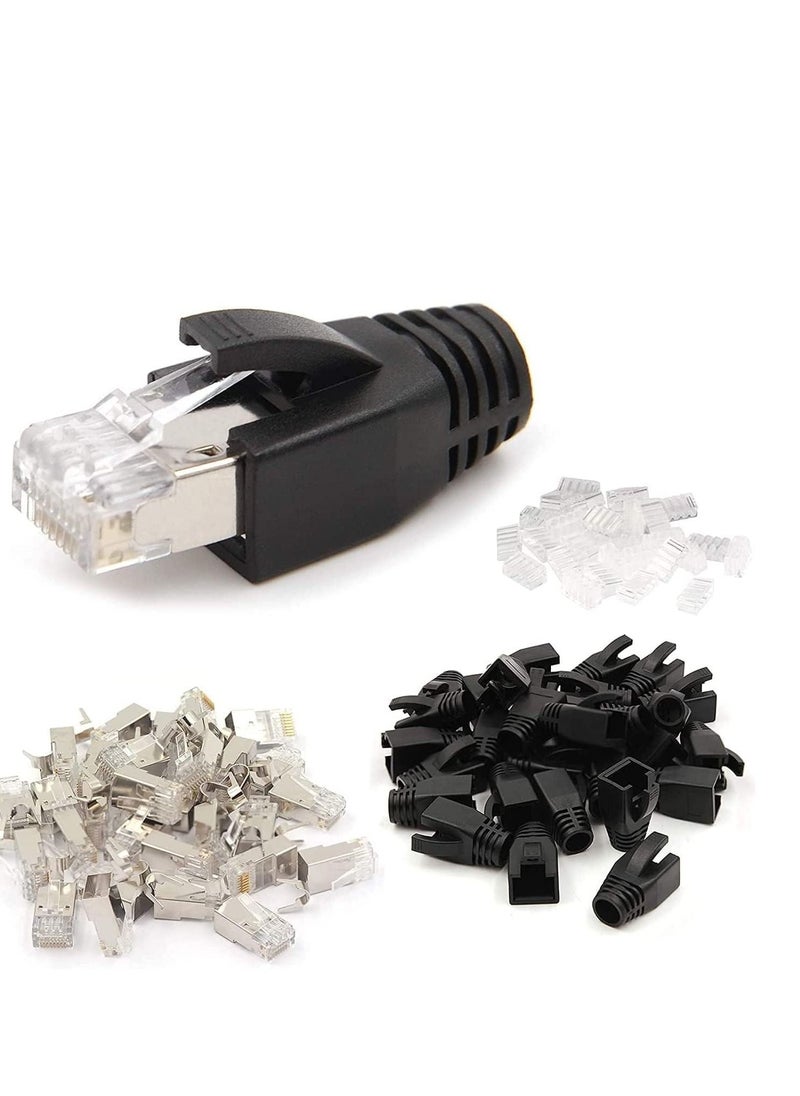 DKURVE - RJ45 Pass Through Crimping Tool Bundle with 10-Pack Cat7 Cat6A RJ45 Pass Through Connectors with Strain Relief Boots - Image 1