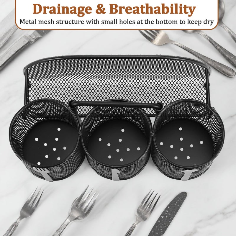 Honlibey Paper Plate and Silverware Holder Caddy, Metal Utensil Cutlery Caddy for Party, 4 Compartments Spoon, Fork and Paper Plate Organizer with Handle for Countertop,Buffet, Picnic, Camping, Outdoor, BBQ - Image 4
