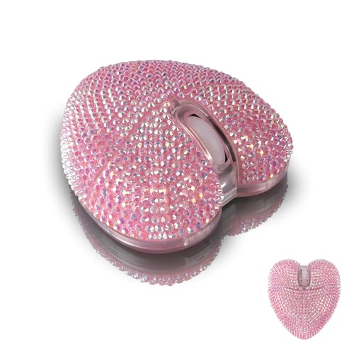 elec Space Wireless Bluetooth Mouse, Rechargeable Silent and Stylish Heart-Shaped Mouse for Laptop, PC - 10m Range (Pink) - Image 1