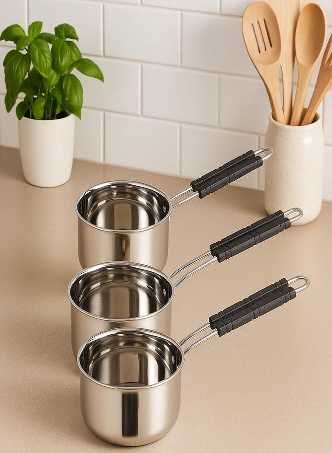 Duodeno Stainless Steel Sliver Flat Bottom Base Saucepan for Making Tea & Coffee (Sliver Bottom, 1000ml & 1500 ml & 2000ml) - Image 1