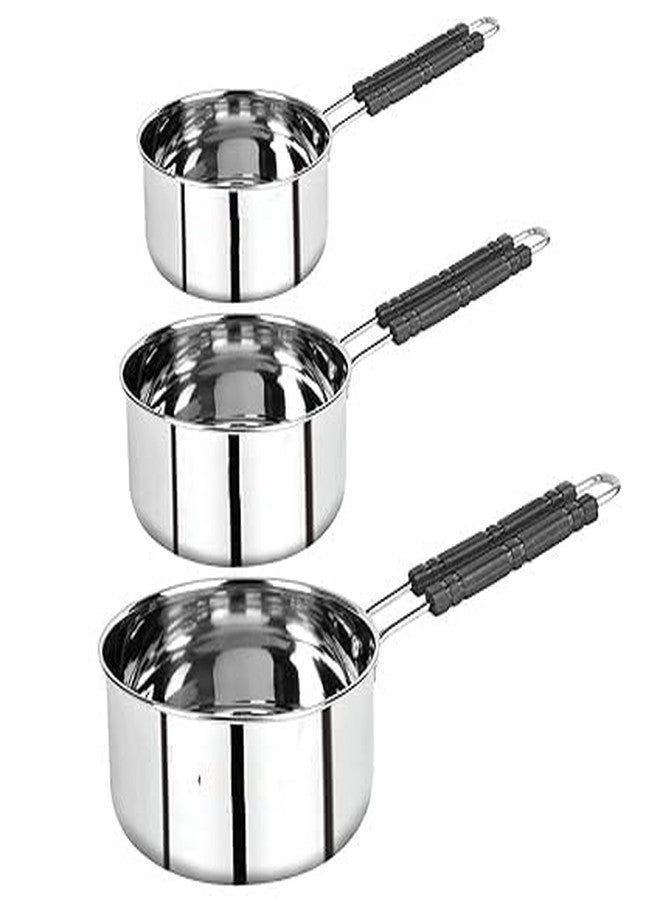 Duodeno Stainless Steel Sliver Flat Bottom Base Saucepan for Making Tea & Coffee (Sliver Bottom, 1000ml & 1500 ml & 2000ml) - Image 2