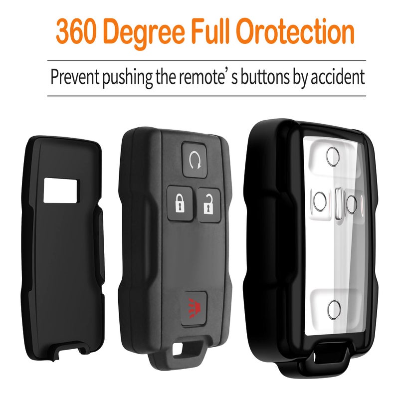 Sindeda for Chevrolet Key Fob Cover With Keychain Full Protection Key Shell Key Case Compatible with Silverado Suburban Tahoe Colorado GMC Sierra Yukon Canyon-Dark Black - Image 5