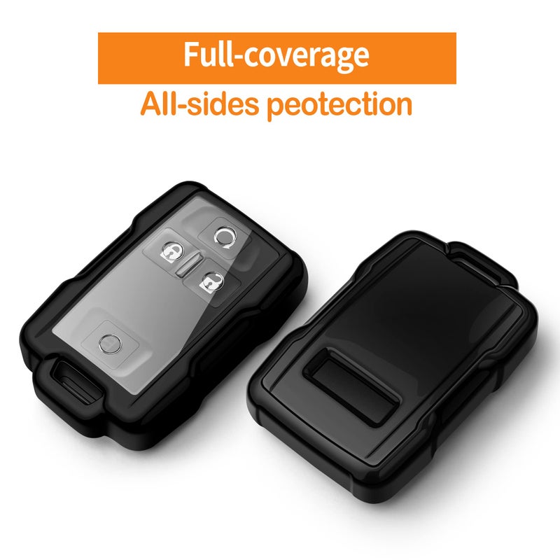 Sindeda for Chevrolet Key Fob Cover With Keychain Full Protection Key Shell Key Case Compatible with Silverado Suburban Tahoe Colorado GMC Sierra Yukon Canyon-Dark Black - Image 3