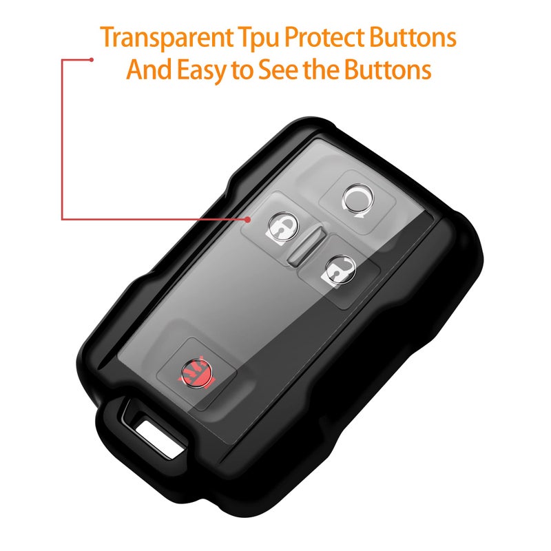 Sindeda for Chevrolet Key Fob Cover With Keychain Full Protection Key Shell Key Case Compatible with Silverado Suburban Tahoe Colorado GMC Sierra Yukon Canyon-Dark Black - Image 4