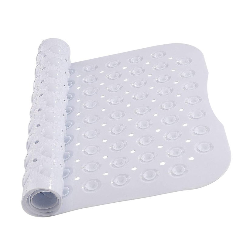 MOONLIGHT20015 Shower Bath Mat Non Slip Anti Mould & Mildew with Strong Suction Cups Grip and Drain Holes Soft Rubber Shower Mats - PVC Bathroom Mat Machine Washable (100x40cm, White) - Image 1