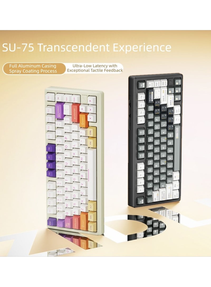 ZIDLI SU-75 Mechanical Keyboard - CNC Aluminum Block (Alu Block), Triple Mode (Wired/2.4G/Bluetooth), Gasket Structure for Tactile Feedback, 75% Hot-Swap PBT Keycaps with KTT Switches, 16M RGB, 6000mAh Battery - Image 5