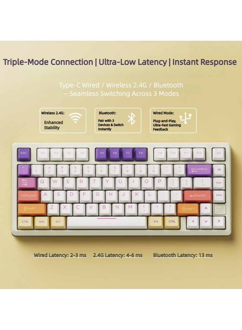 ZIDLI SU-75 Mechanical Keyboard - CNC Aluminum Block (Alu Block), Triple Mode (Wired/2.4G/Bluetooth), Gasket Structure for Tactile Feedback, 75% Hot-Swap PBT Keycaps with KTT Switches, 16M RGB, 6000mAh Battery - Image 4