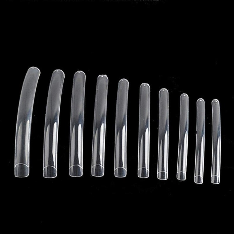 Yimart 100pcs White/Clear/Natural Extra Long Curve Nail Tip UV Gel French Acrylic False Nail Art Salon long Tips (Clear) - Image 1