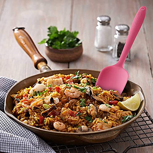 P-Plus International Silicone Spatula Set 3-Piece Heat-Resistant Baking Set Spoon, Silicone Turner Spatula, Non-Stick Spatulas Cooking Set, Baking and Mixing with Stainless Steel Core(Pink) - Image 5