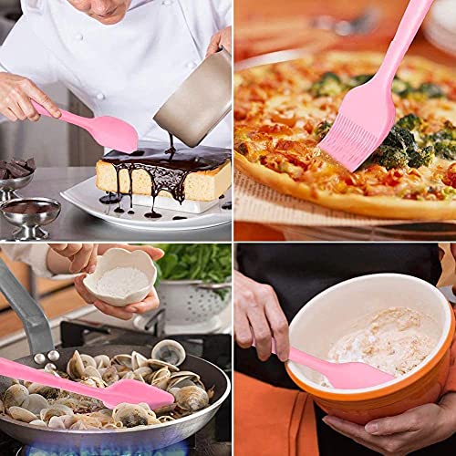 P-Plus International Silicone Spatula Set 3-Piece Heat-Resistant Baking Set Spoon, Silicone Turner Spatula, Non-Stick Spatulas Cooking Set, Baking and Mixing with Stainless Steel Core(Pink) - Image 4