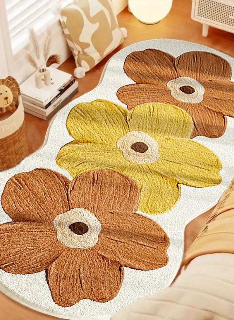 LOOPITYS Irregular standard flower mattress carpet, used for anti slip carpets in rooms and living rooms, carpet interior decoration, (orange, 150 * 60CM) - Image 3