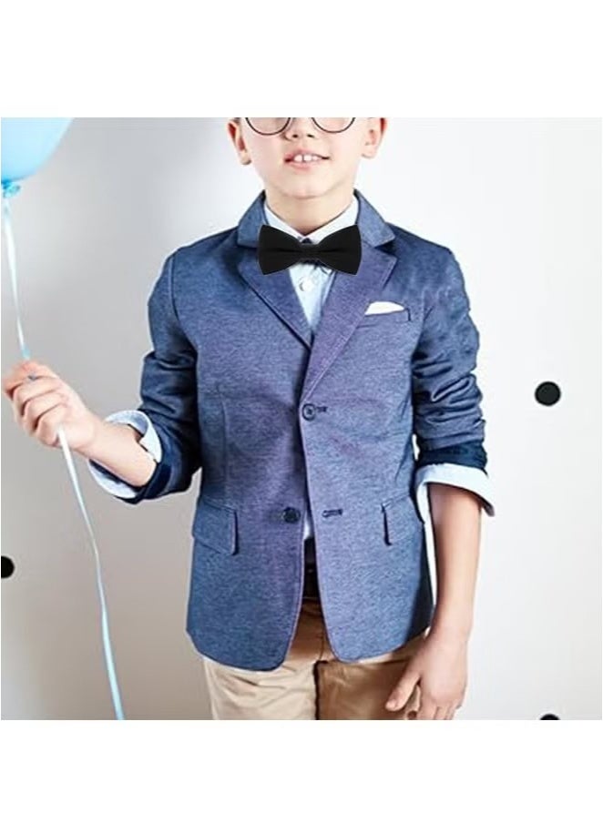 يا إلهي 4 عبوات للأطفال ربطات عنق مربوطة مسبقًا كلاسيكية بلون سادة من البوليستر ربطة عنق ربطة عنق قابلة للتعديل ربطة عنق للأطفال حفل زفاف - Image 5