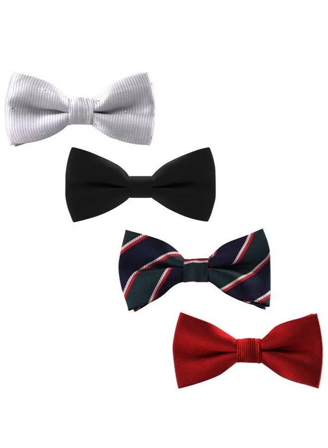 يا إلهي 4 عبوات للأطفال ربطات عنق مربوطة مسبقًا كلاسيكية بلون سادة من البوليستر ربطة عنق ربطة عنق قابلة للتعديل ربطة عنق للأطفال حفل زفاف - Image 2