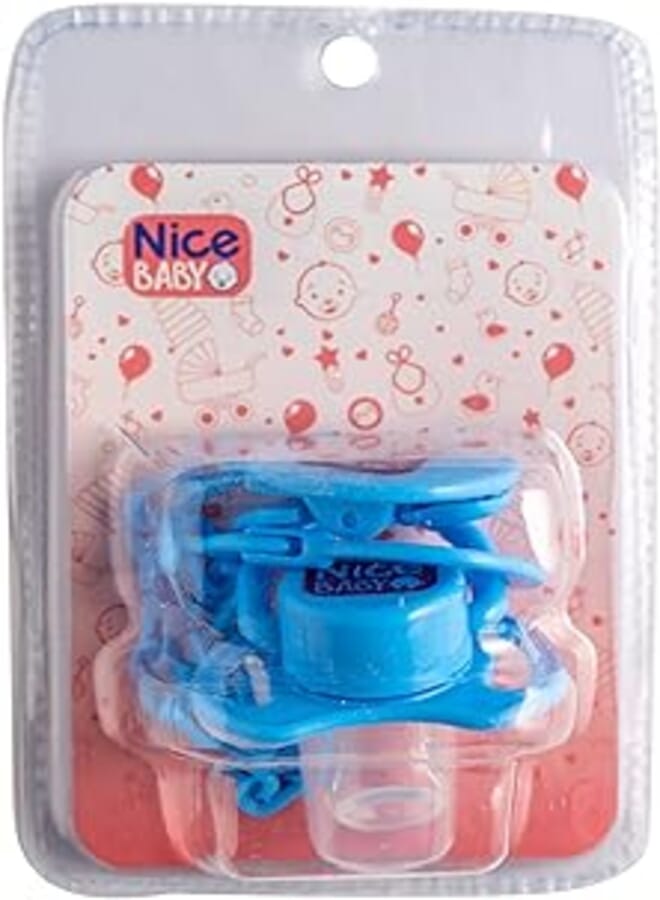 Nice Baby Pacifier Beveled With Chain - Blue