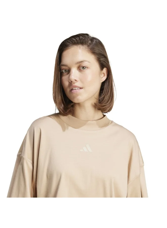 adidas تيشيرت نسائي بأكمام قصيرة بني