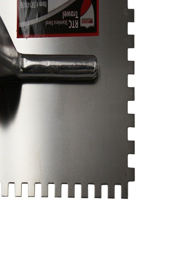 RTC 1/4" x 1/4" Square Notch Stainless Steel Tile Trowel - Image 2