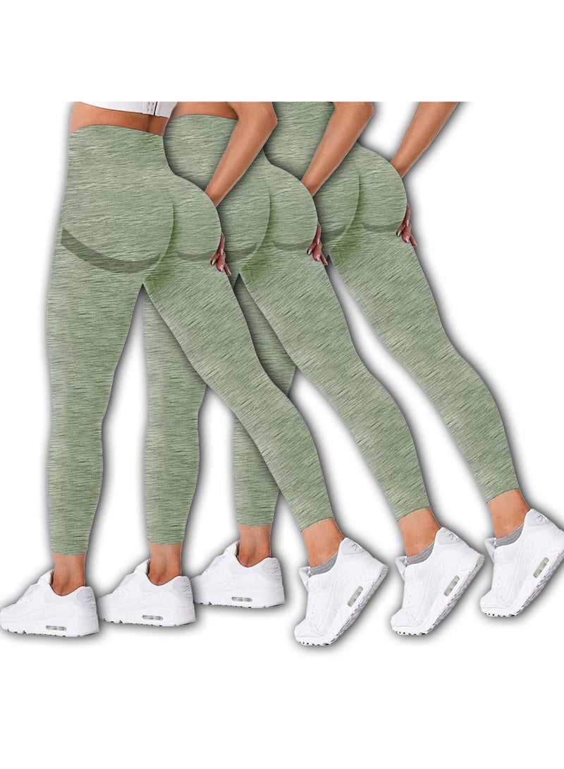 MARGOUN 3 Pack Of Women Seamless Legging Tummy Control High Waist Workout Gym Yoga Pants Large Green
